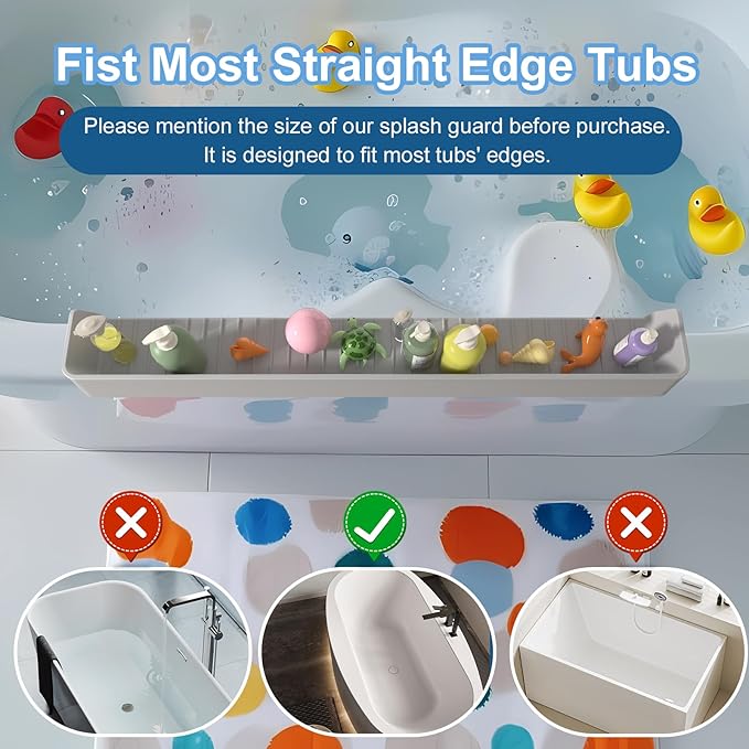 Longer Bathtub Splash Guard for Tub Kids, Bathtub Water Guards Play Shelf for - Image 7