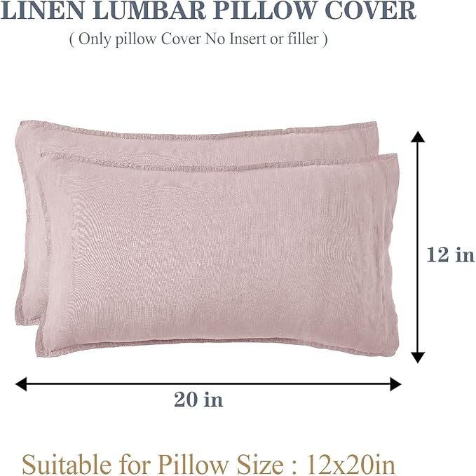 Simple&Opulence 100% Linen Lumbar Pillow Cover 12 x 20 Inches Set of 2 - Image 4