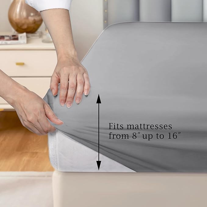 FreshCulture Pure Cotton Fitted Sheets Full Size, 300 Thread Count Percale - Image 3