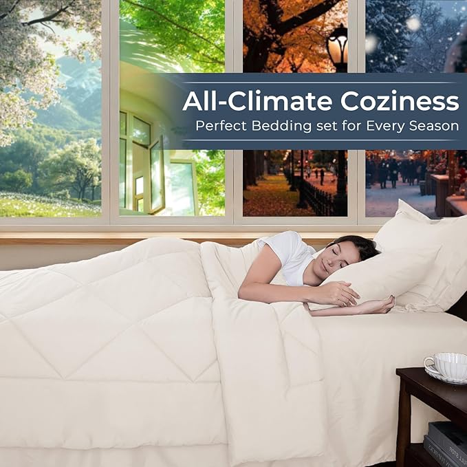 HEVUMYI Ivory Cali-King Comforter Set - Image 3