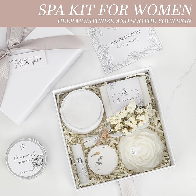 EXTALOW Spa Gifts for Women Bath and Body Gift Basket Mothers Day Gifts Coconut - Image 2