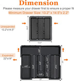 Spaclear Large Utensil Drawer Organizer Expandable Silverware Organizer for Kitchen Drawer Adjustable Cooking Utensil Holder Cutlery Flatware Tray Spatula Tools Gadgets Storage Dividers Plastic Black
