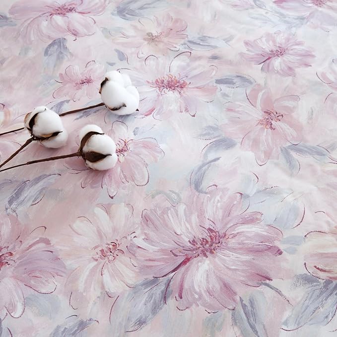 OAITE Duvet Cover Set Queen Size Floral Pattern 600 Thread Count Ultra Soft - Image 6