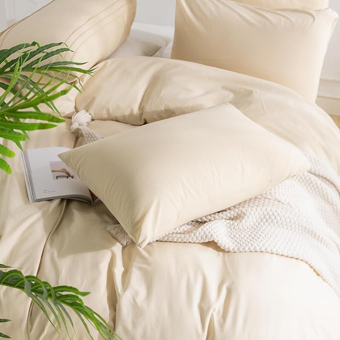 NEXHOME PRO Duvet Cover Twin XL 100% Washed Cotton, Breathable, Linen Like - Image 5