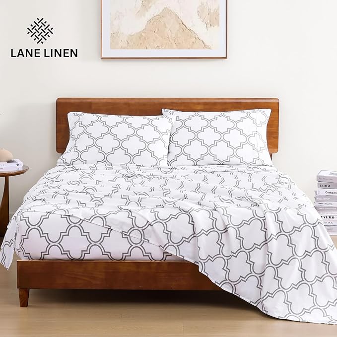 LANE LINEN 100% Organic Cotton Full Sheets Set Fully Elasticized Naturally - Image 2