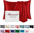 Red Silk Pillowcase for Hair and Skin Made in USA, 22 Momme Mulberry Silk by ROSEWARD