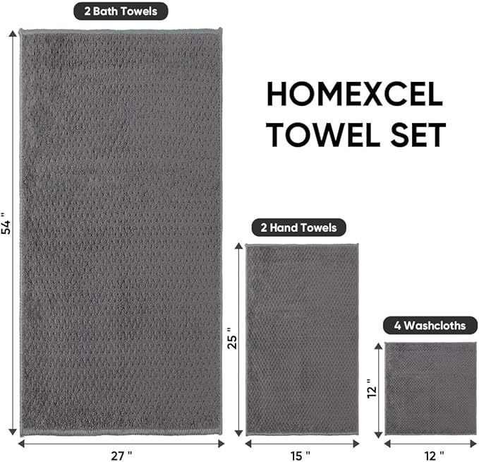 HOMEXCEL 8 Piece Bath Towel Set, Microfiber Bathroom Towel - Image 4