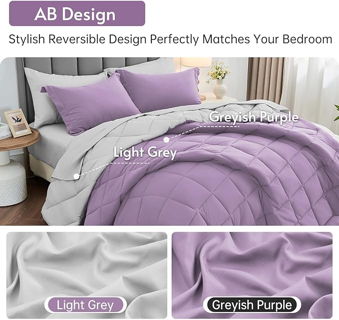 MUXHOMO 7 Pieces Queen Comforter Set, Reversible Bed in a Bag Queen Size - Image 3