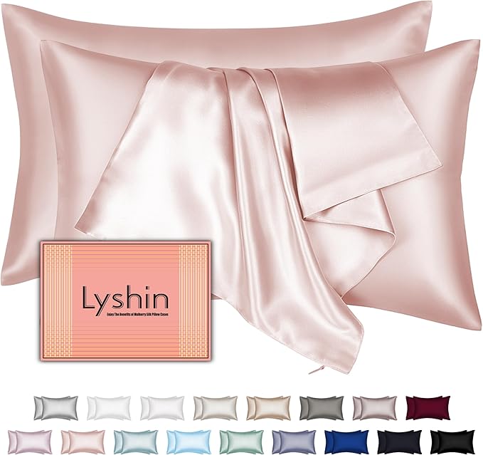 Silk Pillow Cases 2 Pack Standard Size by LYSHINSILKPILLOWCASES