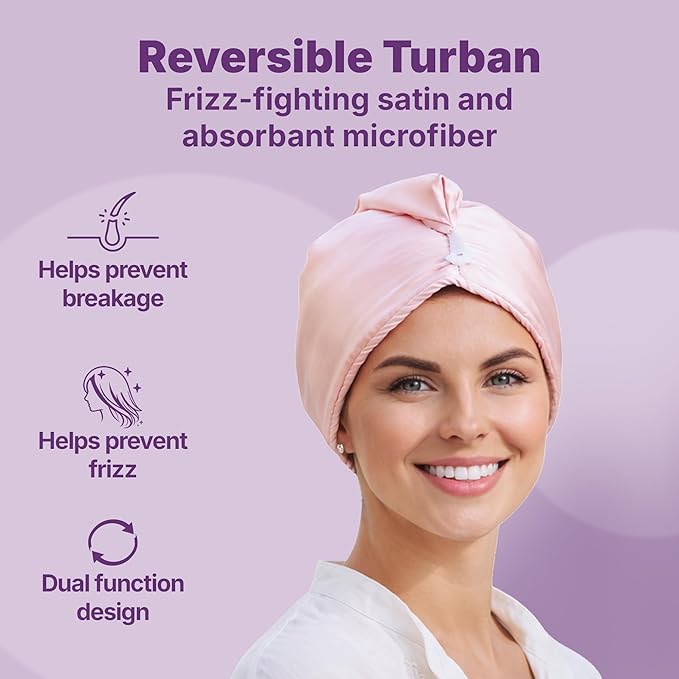 Goody Reversible Satin & Microfiber Turban, Day to Night Styling, Dual-Sided - Image 2