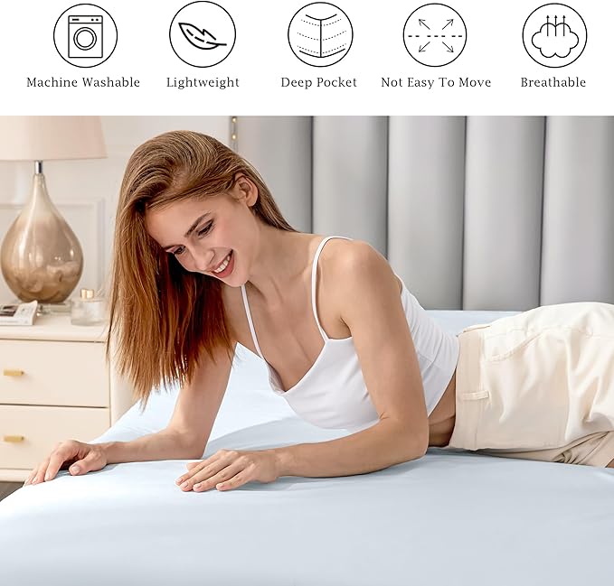 FreshCulture Pure Cotton Fitted Sheets Full Size, 300 Thread Count Percale - Image 5