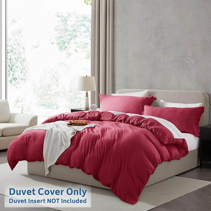 Nestl Burgundy Red Duvet Cover Queen Size - Image 2