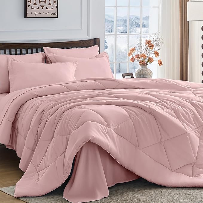 HEVUMYI Dusty Pink King Comforter Set by HEVUMYI