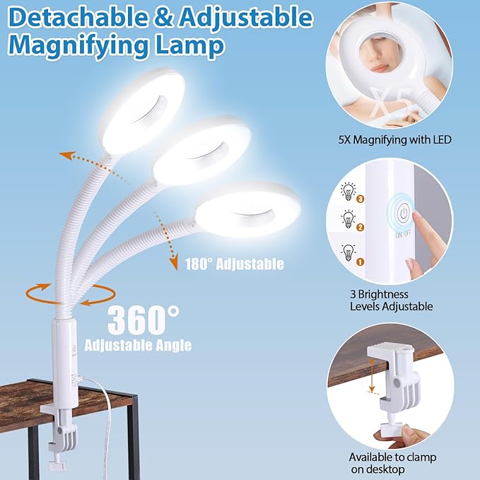 2 in 1 Facial Steamer 5X Magnifying Lamp - Image 6