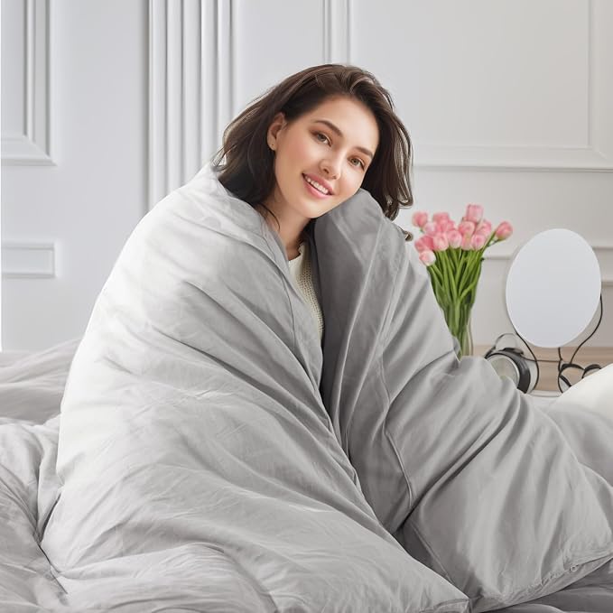 NEXHOME PRO Duvet Cover Set 100% Washed Cotton Full Size Linen Feel Textured - Image 7