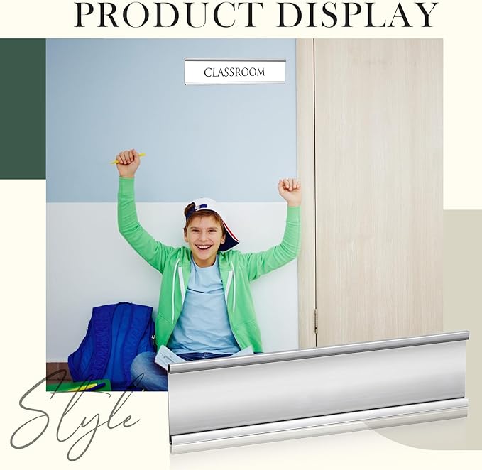 36 Pack Leifide Name Plates for Doors, 2 x 8 Inches Aluminum Office Name Plate Holder for Wall, Meeting Room, Office, Business Department, Desk, Warning Area