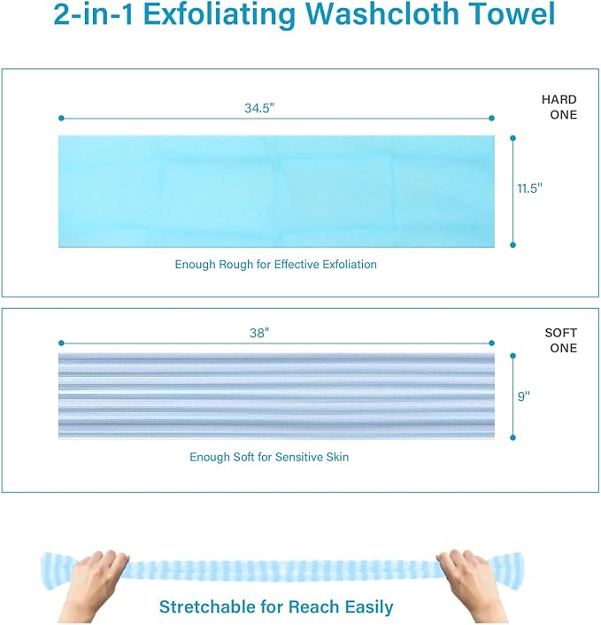 Yiclick 2pcs Back Scrubber for Shower Bath ，Exfoliating Body Scrubber, Body - Image 6