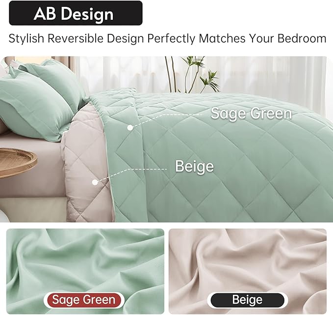 MUXHOMO 5 Pieces Twin Comforter Set, Reversible Bed in a Bag Twin Size - Image 3