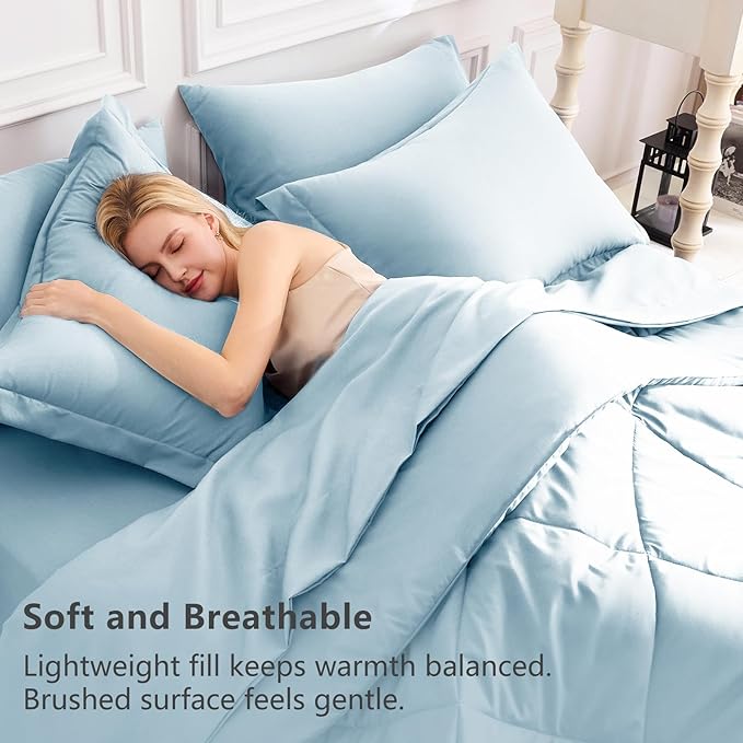 CozyLux Full Size Comforter Sets Light Blue - Image 3