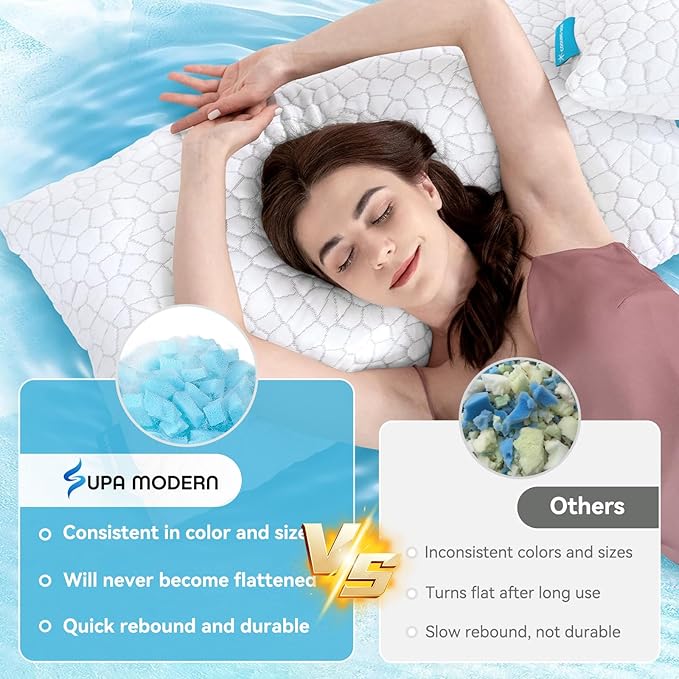 Cooling Pillow Standard Size Set of 2, Adjustable Bed Pillows - Image 5
