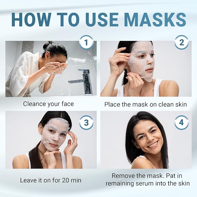 VIABEAUTY 24 Pack of Hyaluronic Acid Face Mask - Image 6