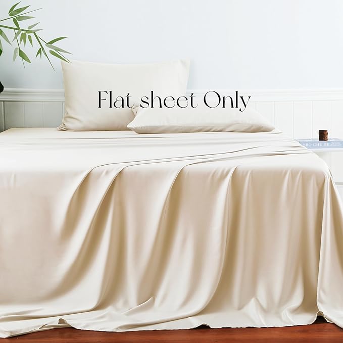 Bamboo Viscose Flat Sheets Only, 400 Thread Count Sateen Weave Twin Size Flat - Image 2