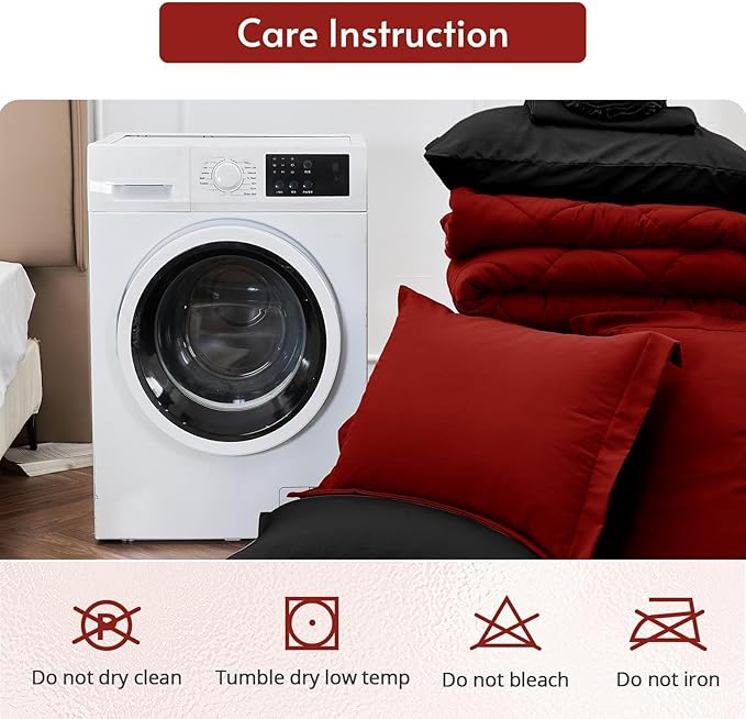 MUXHOMO 7 Pieces California King Comforter Set, Reversible Bed in a Bag Cal - Image 9