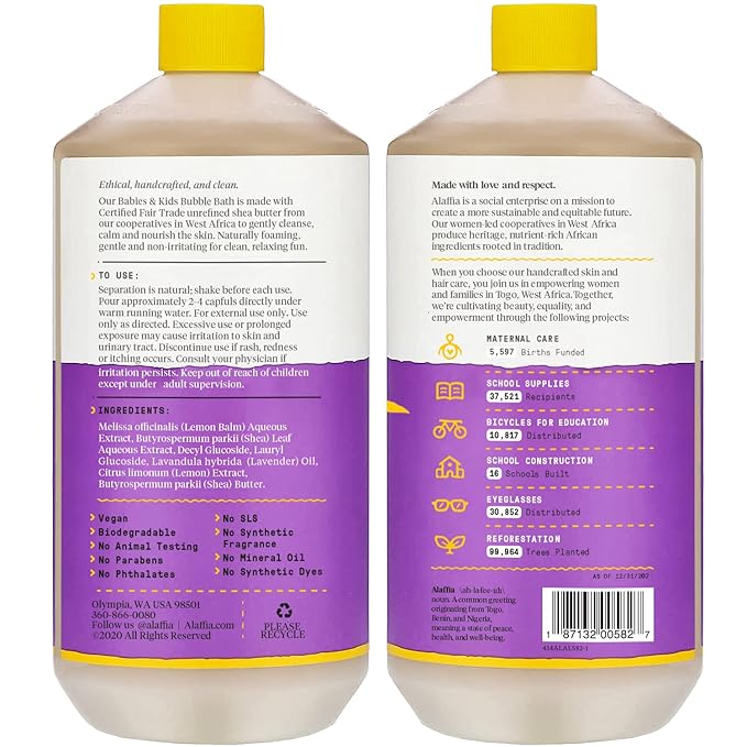 Alaffia Bubble Bath for Babies & Kids, Lemon Lavender 2-Pack – Long-Lasting - Image 2