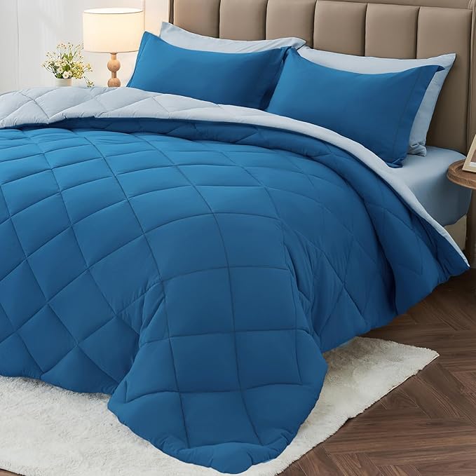 MUXHOMO 7 Pieces Full Comforter Set, Reversible Bed in a Bag Full Size by MUXHOMO