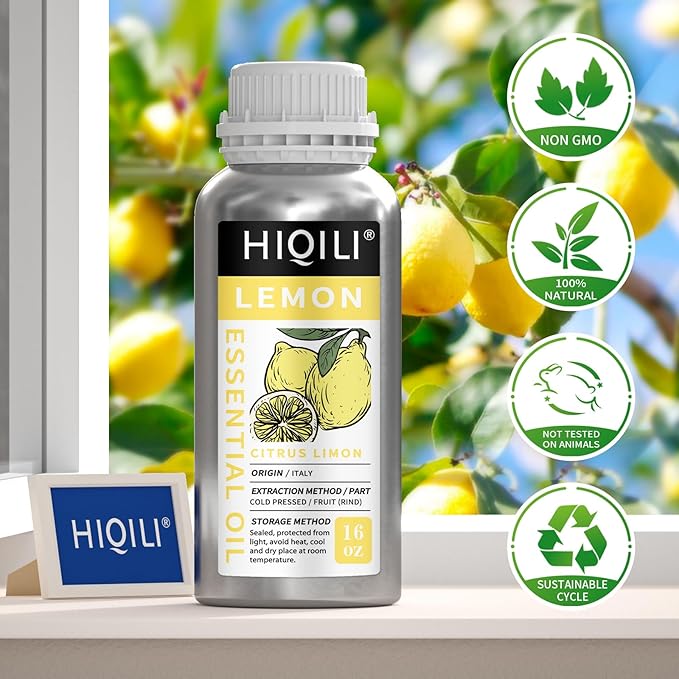 HIQILI Lemon Essential Oil for Cleaning, Degreasing & Household Use, Skin Care - Image 6