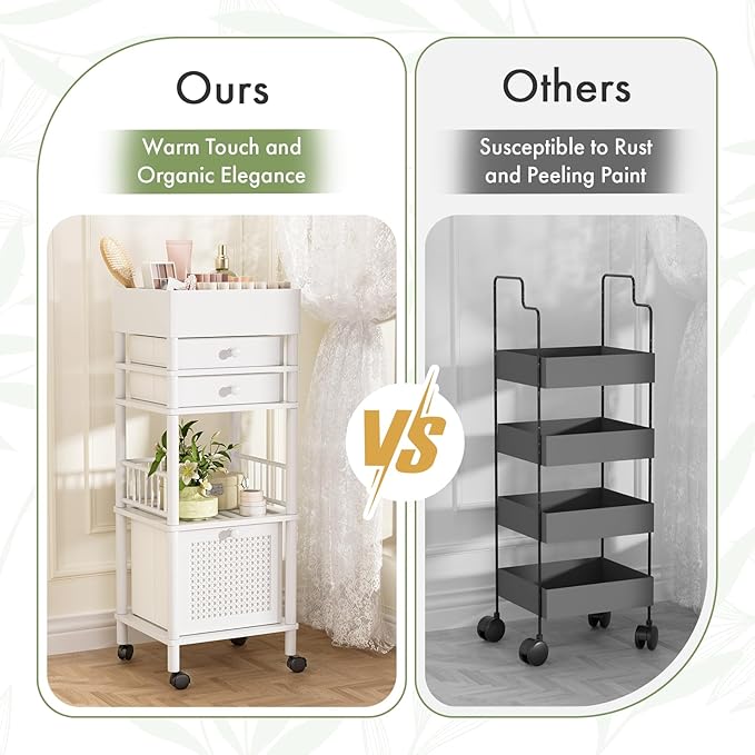 Amazer Bamboo Makeup Organizer Cart - Image 6