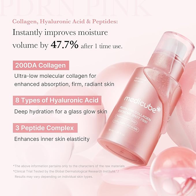 medicube Exosome Shot PDRN Pink Collagen 7, 500 PPM Spicule Facial Serum | - Image 3