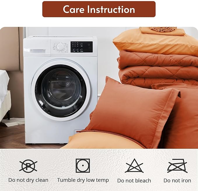 MUXHOMO 7 Pieces King Comforter Set, Reversible Bed in a Bag King Size - Image 9