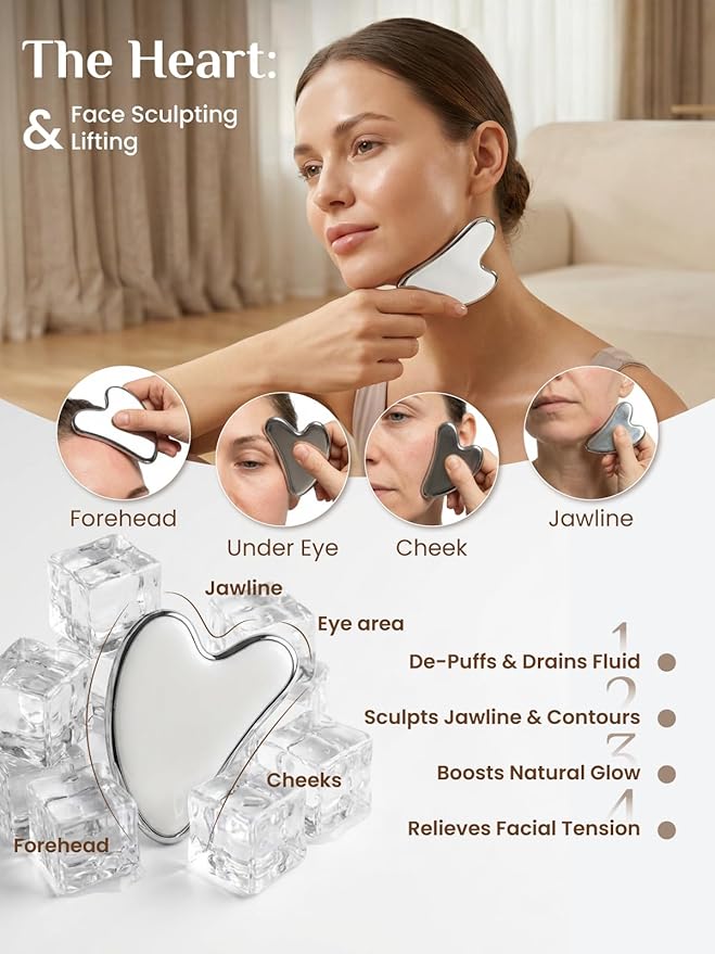 Rena Chris Gua Sha & Muscle Scraper Tool, Stainless Steel Body & Face Gua Sha - Image 5