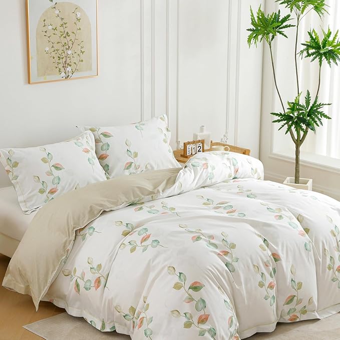 OAITE Duvet Cover Set Queen Size Floral Pattern Ultra Soft 100% Cotton Duvet - Image 2