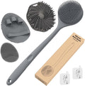 Manmihealth Silicone Back Scrubber & Soft Shower Face Brush Set 4 PCS, by ManmiHealth