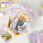 100Pcs Holographic Packaging Bags, 4.7x7 inch Resealable Foil Pouch Mylar Sample Bag Great for Small Business and Party