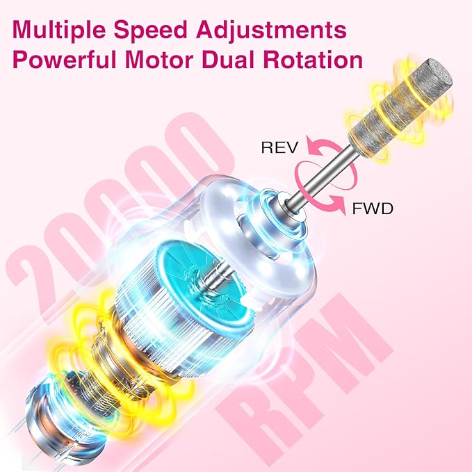 Professional Electric Nail Drill 2000mAH Portable Cordless Electric Nail File - Image 4