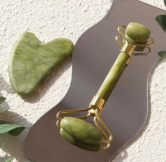 Premium Jade Roller with Gua Sha Set, Natural Green Jade Stone, Face Massage - Image 8