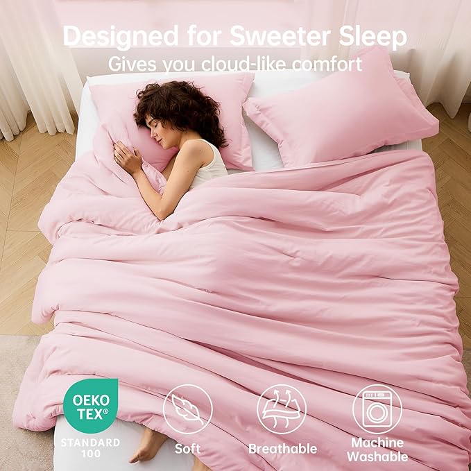 MUXHOMO Pink Twin/Twin XL Comforter Set, All Season Ultra Soft Down Alternative - Image 2