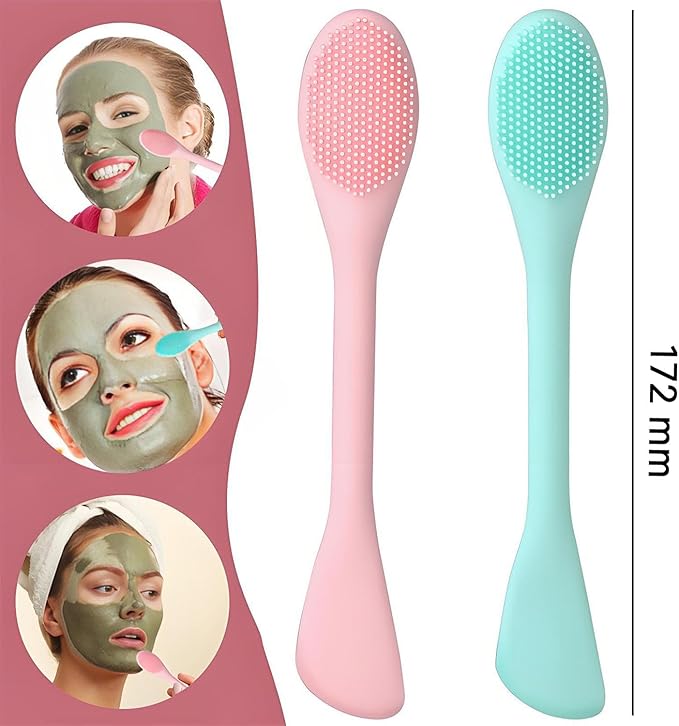 2 PCS Facial Cleansing Brush, 2 in 1 Silicone Face Mask Brush - Image 6