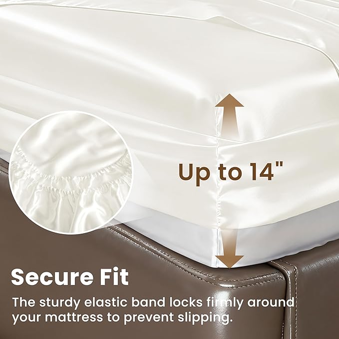 Love's cabin Twin Silky Soft Satin Bed Sheet Set - Image 4