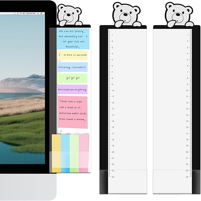 Office Desk Accessories 2pcs Multifunction Computer Monitor Memo Board - Office Supplies for Women Men Computer Sticky Note Holder Home Decor (Bear cub Monitor Memo Board)