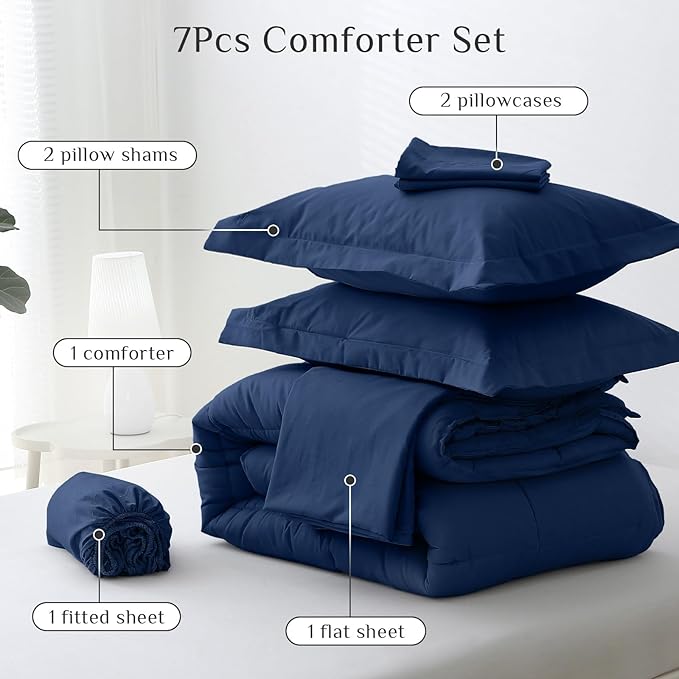 JOLLYVOGUE Full Comforter Set, Ultra-Soft Bed in a Bag Full Size 7 Pieces - Image 5