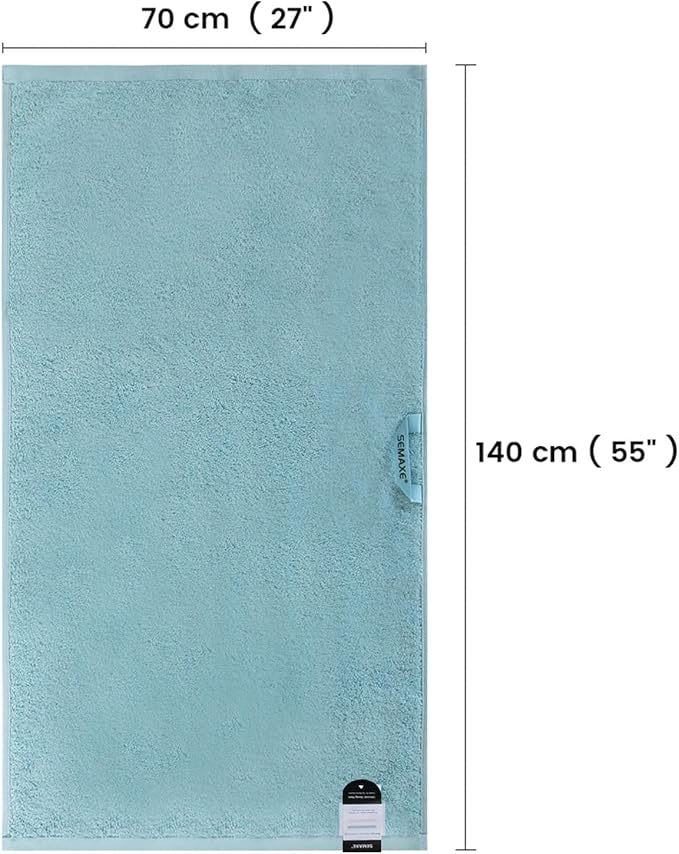 SEMAXE Blue Bath Towel, 100% Cotton Bath Towel - Image 6