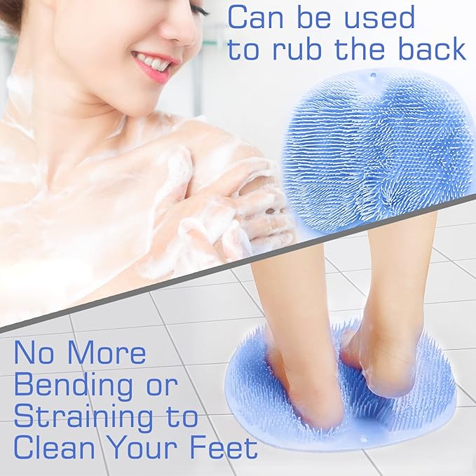 2PACK Shower Foot Scrubber Mat Back Washer Back Exfoliating Bath Wash Pad Wall - Image 3