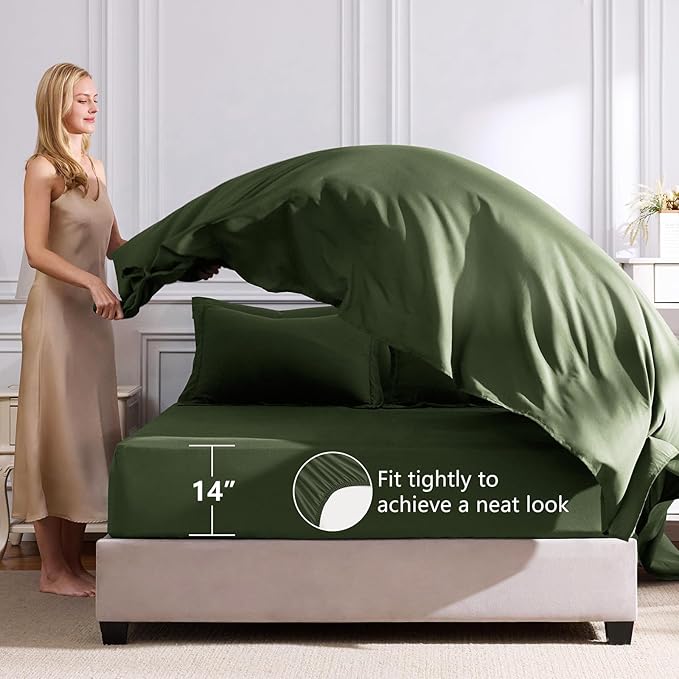 CozyLux Full Size Comforter Sets Olive Green - Image 8