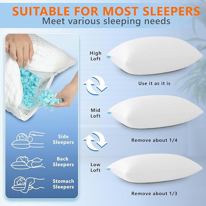 UYWO Cooling Memory Foam Pillows Firm and Soft, King Size 1 Pack, Original - Image 5
