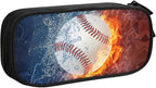 Baseball Pencil Box for Boys, Cool Sports Pencil Case with Water & Fire Background, Zipper Pouch Desk Organizer Travel Pen Box Stationery Organizer Bag Cosmetic Makeup Bag for Baseball Girls Lovers