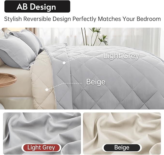 MUXHOMO 7 Pieces Full Comforter Set, Reversible Bed in a Bag Full Size - Image 3